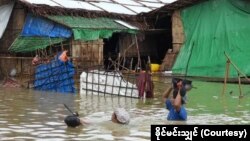 ကျောက်‌တော်မြို့နယ် ညောင်ချာင်း စစ်ဘေးဒုက္ခသည်စခန်း ရေဝင်နေစဉ် (သြဂုတ် ၇၊ ၂၀၂၃)