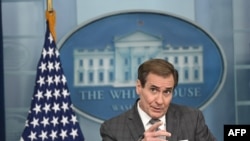 National Security Council Coordinator for Strategic Communications John Kirby speaks during the daily briefing in the Brady Briefing Room of the White House in Washington, DC, on November 30, 2023. (Photo by ANDREW CABALLERO-REYNOLDS / AFP)