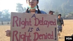 A Demonstrator in the Maela Refugee Camp at Thai-Burma Border