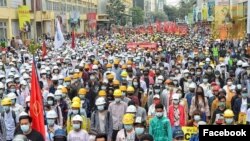 Thousand and thousand of people are participating in the Civilian Disobedient Movement in Mandalay the day after two protesters killed by police fire.