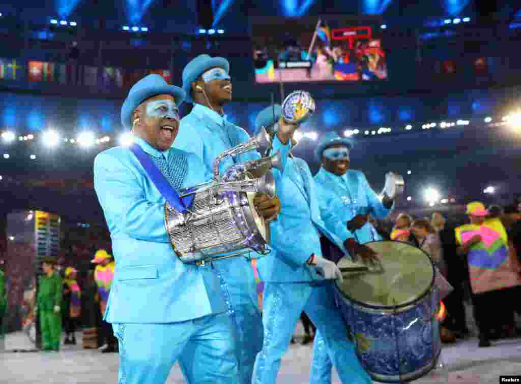 Performers take part in the opening ceremony for the 2016 Summer Olympics at Maracana Stadium in Rio de Janeiro, Brazil, Aug. 5, 2016.