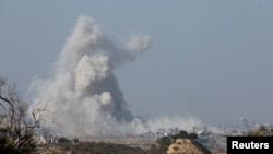 Smoke over Gaza as seen from Israel's border