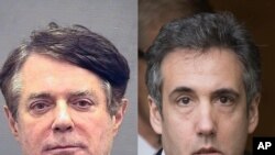 Agoch, Paul Manafort, ansyen chèf kanpay elektoral Donald Trump la, epi Michael Cohen, ansyen avoka pèsonèl Prezidan Trump.