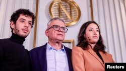 Press conference with the husband and children of this year's winner of the Nobel Peace Prize