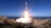 This screen grab taken from a SpaceX video shows the Falcon 9 launch of the Korea 425 Mission at Vandenberg Air Force Base in California on December 1, 2023.