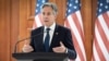 US Secretary of State Antony Blinken gestures as he speaks during a joint press conference with Moldova's President Maia Sandu (not pictured) at the Moldovan Presidential Palace in Chisinau, on May 29, 2024.