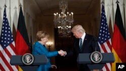 ဂျာမနီဝန်ကြီးချုပ် Angela Merkel နဲ့ ကန်သမ္မတ Donald Trump (March 17, 2017)