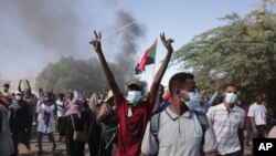 Sudanese protest against the military takeover, which upended the country’s fragile transition to democracy, in Khartoum, Nov. 21, 2021.