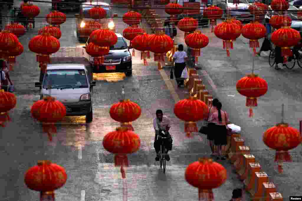 Chinese lamps to celebrate the Lunar New Year in Yangon