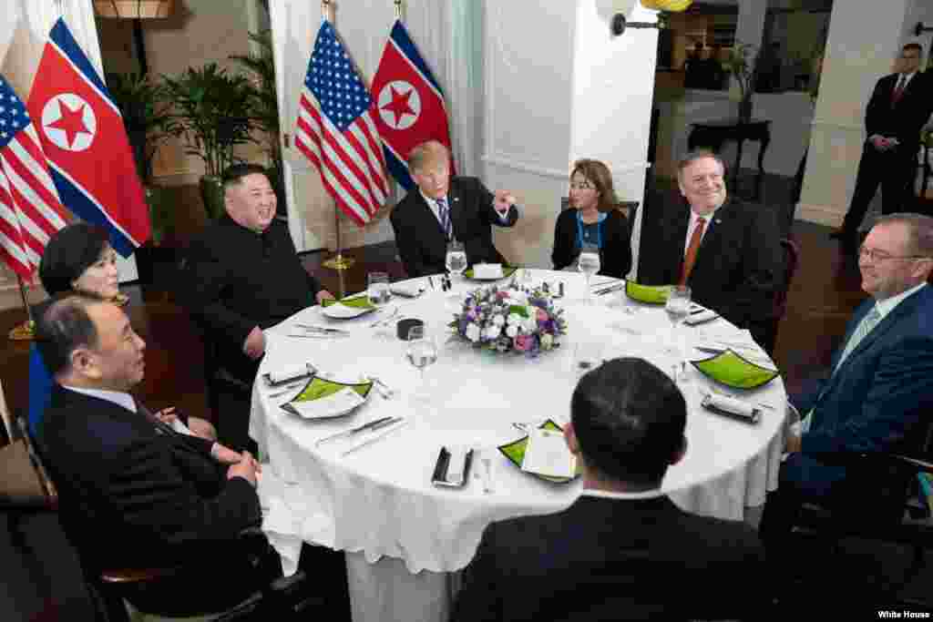 President Trump and US Delegation with Secretary Pompeo meeting with Chairman Kim