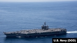 The aircraft carrier USS Carl Vinson (CVN 70) transits the Indian Ocean, April 15, 2017.