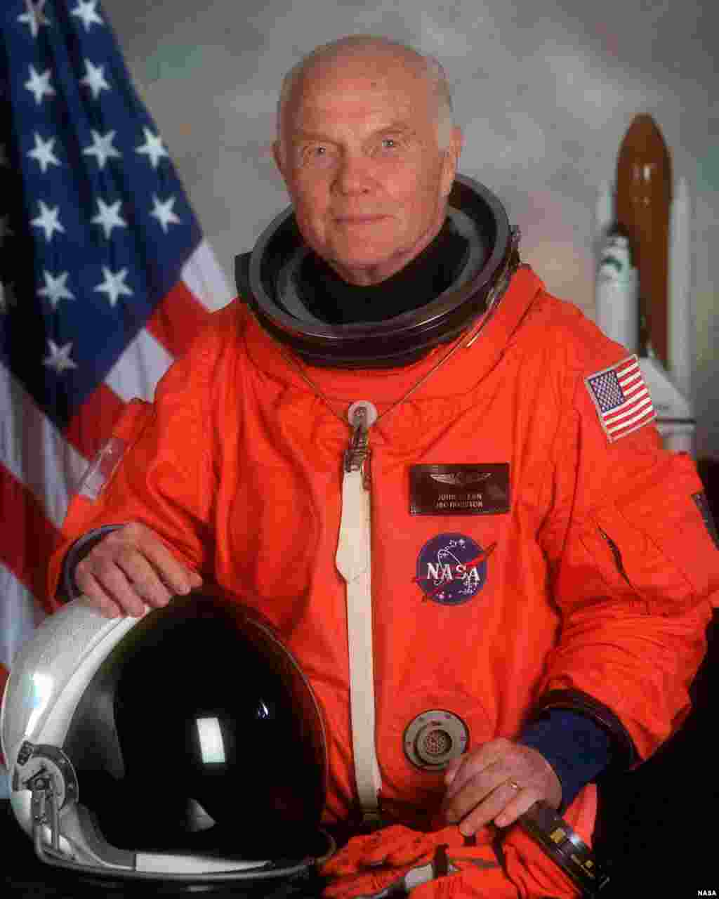 FILE - John Glenn in flight suit