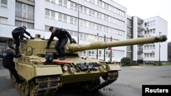 FILE PHOTO: Germany delivers its first Leopard tanks to Slovakia, in Bratislava