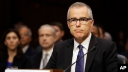 FBI ဒု-ညွှန်ကြားရေးမှူးဟောင်း Andrew Mccabe ကို ဆီးနိတ်လွှတ်တော် ကြားနာပွဲတခုမှာတွေ့ရ (May 11, 2017)