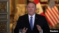 U.S. Secretary of State Mike Pompeo attends a news conference 