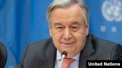 ကုလအတွင်းရေးမှူးချုပ် Antonio Guterres က ၂၀၁၉ ခုနှစ်ရဲ့ ဦးစားပေးအစီအစဉ်တွေအကြောင်း သတင်းထောက်များကို ပြောကြားစဉ်။ (ဇန်နဝါရီ ၁၈၊ ၂၀၁၉)