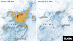 NASA and European Space Agency (ESA) pollution monitoring satellites have detected significant decreases in nitrogen dioxide (NO2) over China. There is evidence that the change is at least partly related to the economic slowdown following the outbreak of 