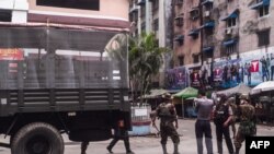 Security forces in Yangon