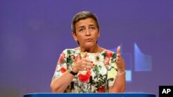 ဥရောပ ကော်မရှင်နာမင်းကြီး Margrethe Vestager.