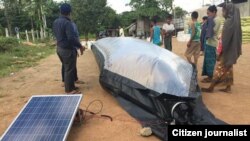 Solar Bubble Dryer - preparation in Sitkwin, Myanmar (Photo Credit - Dr. Myo Aung Kyaw)