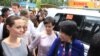 Daw Aung San Suu Kyi and Hollywood atress Angelina Jolie Pitt, United Nations High Commissioner for Refugees special envoy and co-founder of the Preventing Sexual Violence Initiative,visits Yangon, Hlaing Tharyar industrial area to study female workers a