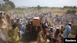 People attend funeral of the blast victims in Bajaur