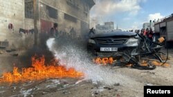 Aftermath of an Israeli strike in Rafah in the southern Gaza Strip