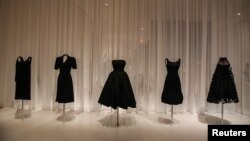 The history of the little black dress is shown in the Museum of Modern Art's exhibition called Items: Is Fashion Modern? in New York City, Oct. 6, 2017. 