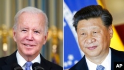 အမေရိကန်သမ္မတ Joe Biden (ဝဲ) နဲ့ တရုတ်သမ္မတ Xi Jinping.